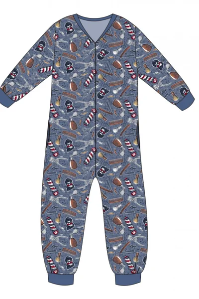 Chlapecké pyžamo UC535 Kids Barber 2 - Cornette (barva džínovina)