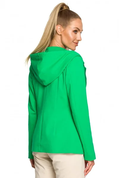 Dámská úpletová bundička s kapucí v zelené barvě Moe
