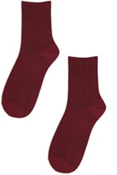 Vínové bavlněné vysoké dámské ponožky Wola