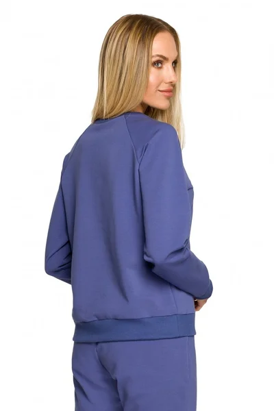 Dámský indigo svetr s žebrovanými lemy Moe