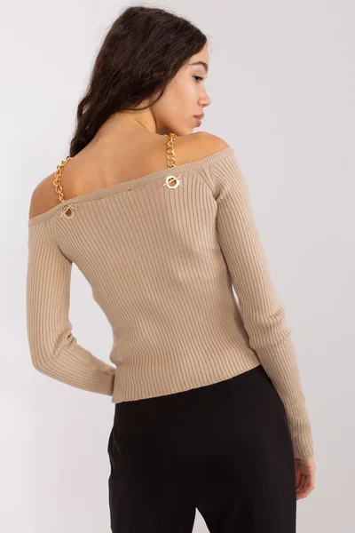 Netradiční dámský béžový pulovr FPrice