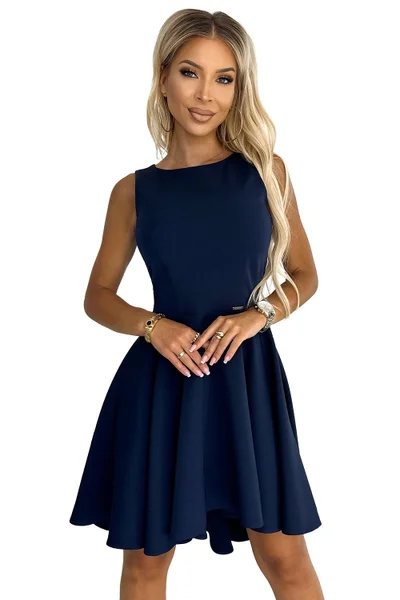 Tmavě modré společenské šaty s asymetrickou sukní Numoco