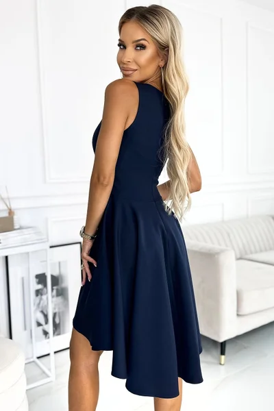 Tmavě modré společenské šaty s asymetrickou sukní Numoco