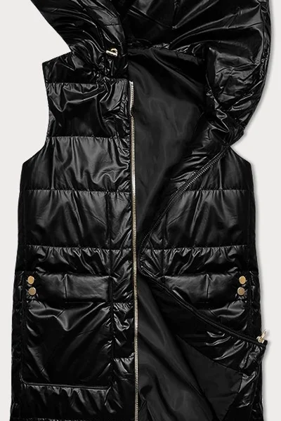 Černá prošívaná vesta s barevným zipem S'WEST
