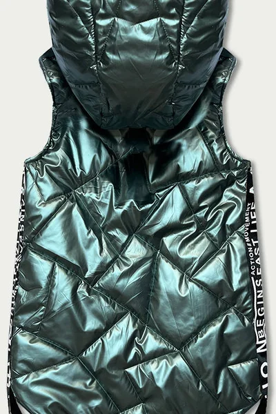 Smaragdová metalická dámská vesta s kapucí S'WEST