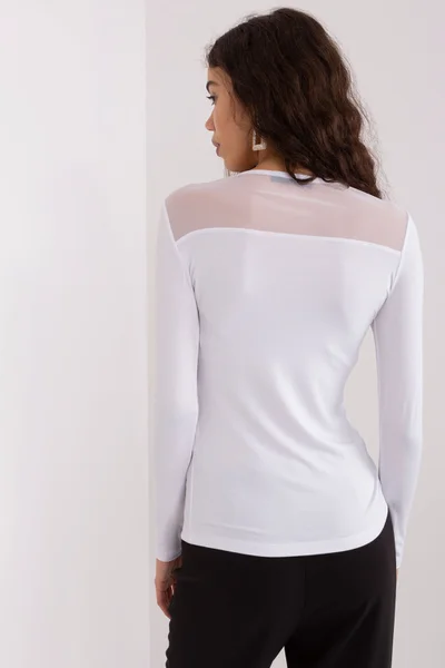 Elegantní dámské bílé tričko se síťovinou FPrice