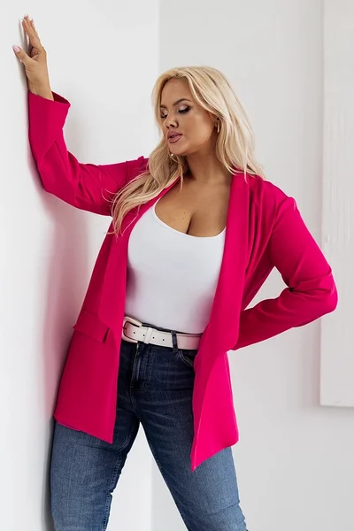 Tmavě růžové dámské otevřené sako Moon plus size