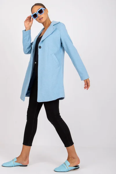 Baby blue dámský lehký kabát na knoflík FPrice