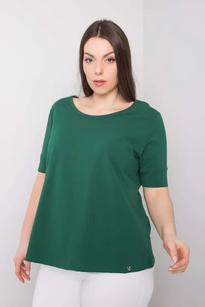 Dámské tmavě zelené bavlněné tričko nadměrné velikosti FPrice