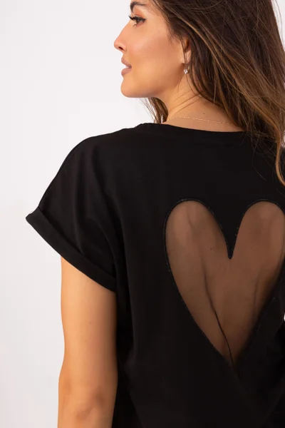 Netradiční dámské tričko se srdíčkem ze síťoviny FPrice