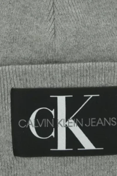 Světle šedá unisex čepice s logem Calvin Klein Jeans