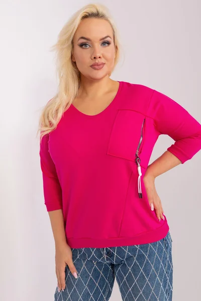Tmavě růžové dámské tričko s ozdobnou aplikací FPrice