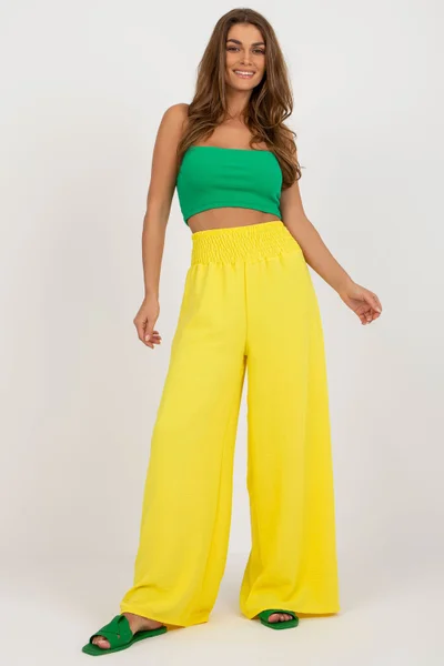 Široké dámské letní kalhoty ITALY MODA žluté
