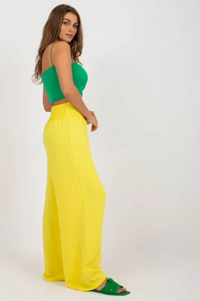 Široké dámské letní kalhoty ITALY MODA žluté