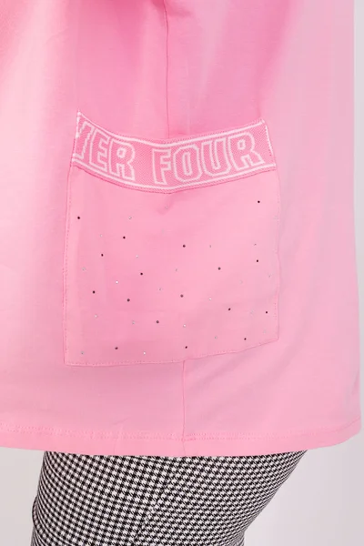 Volné růžové dámské V-neck tričko FPrice