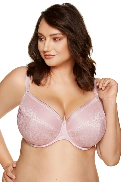 Světle růžová krajková plus size dámská podprsenka Gorteks