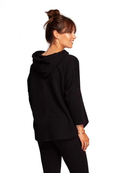 Dámský černý svetr s kapucí BE