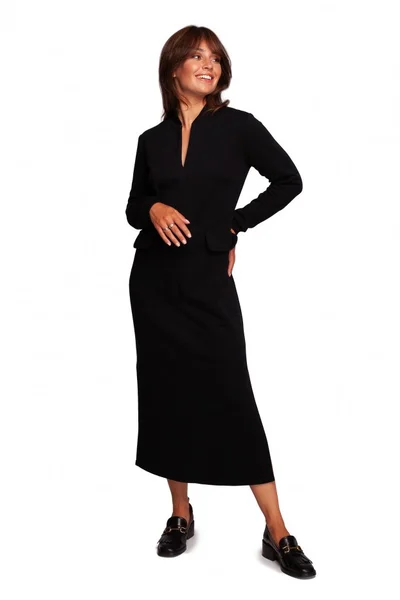 Černé dlouhé šaty s jemným výstřihem do V BE