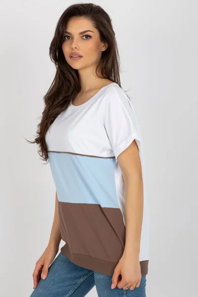 Dámské barevné pruhované tričko s krátkým rukávem FPrice