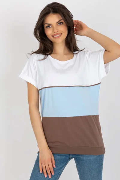 Dámské barevné pruhované tričko s krátkým rukávem FPrice