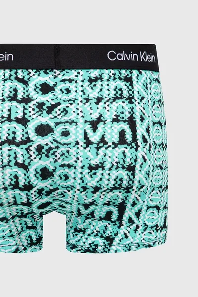 Tyrkysovo-černé pánské boxerky se širokou gumou Calvin Klein