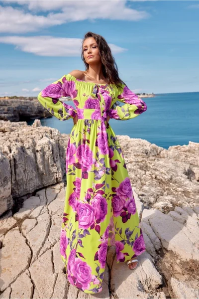 Dámské vzorované maxi šaty španělský styl Roco Fashion