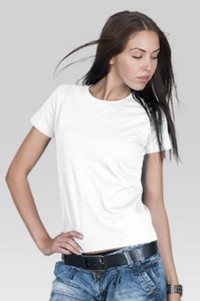 Bílé dámské tričko s bezešvými boky Promostars 22160-20