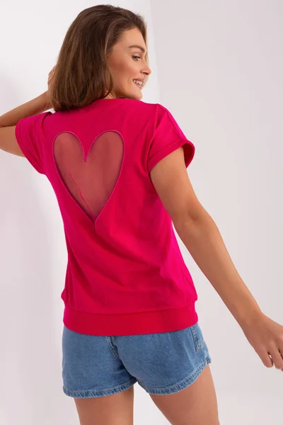 Tmavě růžové dámské tričko se srdíčkovým výstřihem na zádech FPrice