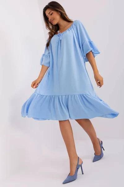 Vzdušné denní bledě modré šaty FPrice