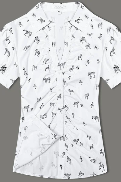 Dámská košile s krátkým rukávem a řasením Zebra Forget me not FASHION