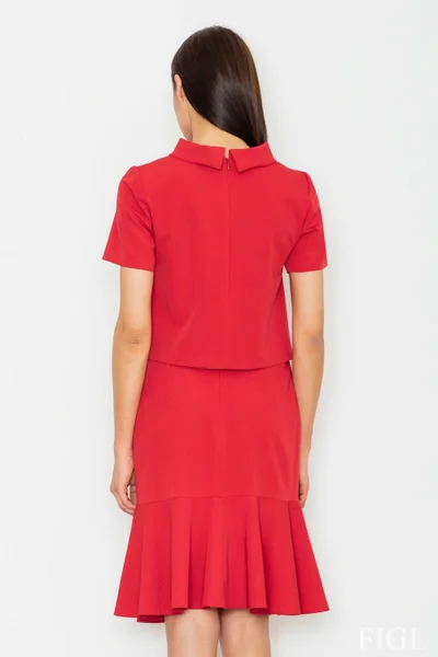 Červená dámská sukně s volánky Figl