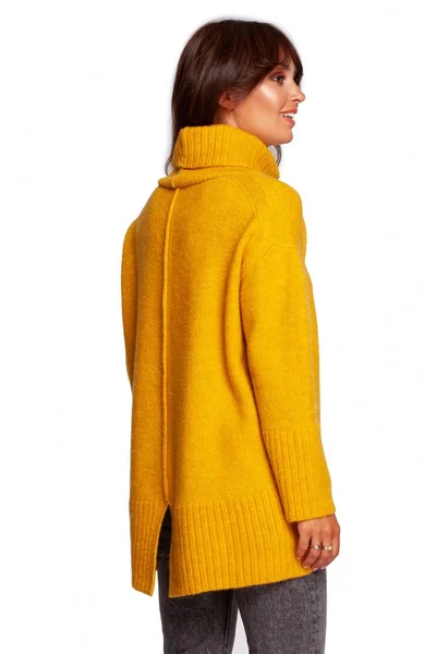 Dámský medový hřejivý svetr s vysokým límcem BE