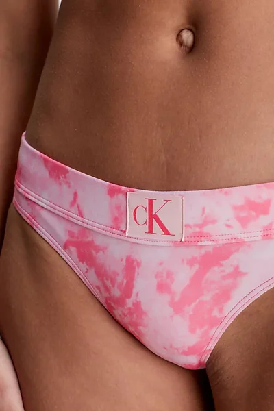 Růžové batikované bikinové kalhotky Calvin Klein