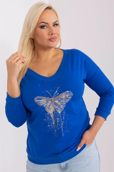 Královsky modré dámské tričko s 3/4 rukávem FPrice