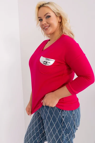 Korálové dámské tričko s výstřihem do V FPrice