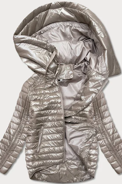 Asymetrická béžová dámská bunda s kapucí S490 MINORITY