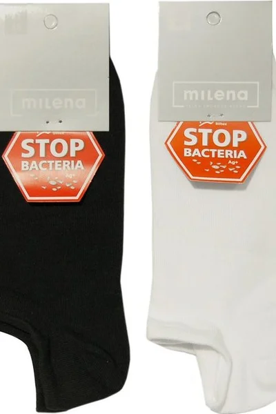 Bílé pánské mini ponožky STOP bacteria Milena 0538