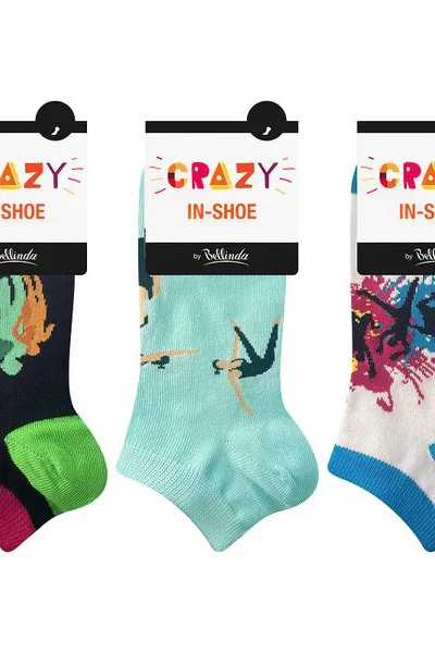 Dámské zábavné nízké crazy ponožky unisex v setu 3 páry CRAZY IN-SHOE SOCKS 3x - Bellinda 