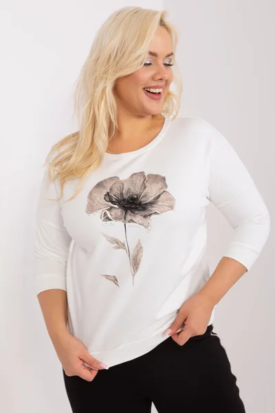 Jemné krémové dámské tričko s potiskem květu FPrice