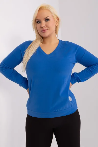 Modré dámské tričko V-neck FPrice