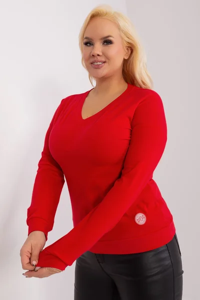 Červené dámské přiléhavé tričko s výstřihem do V FPrice