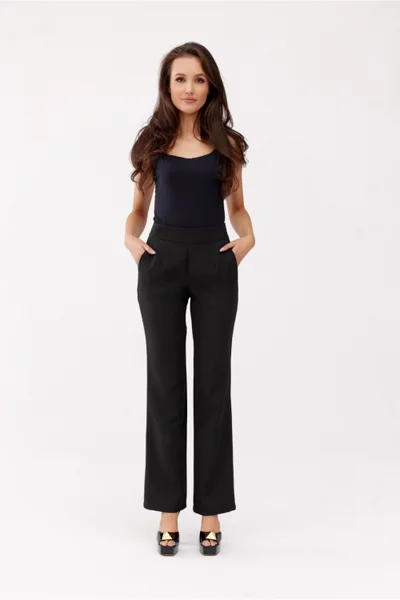 Dámské kalhoty regular fit v černé barvě Roco Fashion