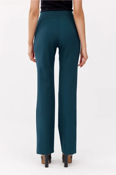 Petrolejové dámské kalhoty Roco Fashion rovný střih