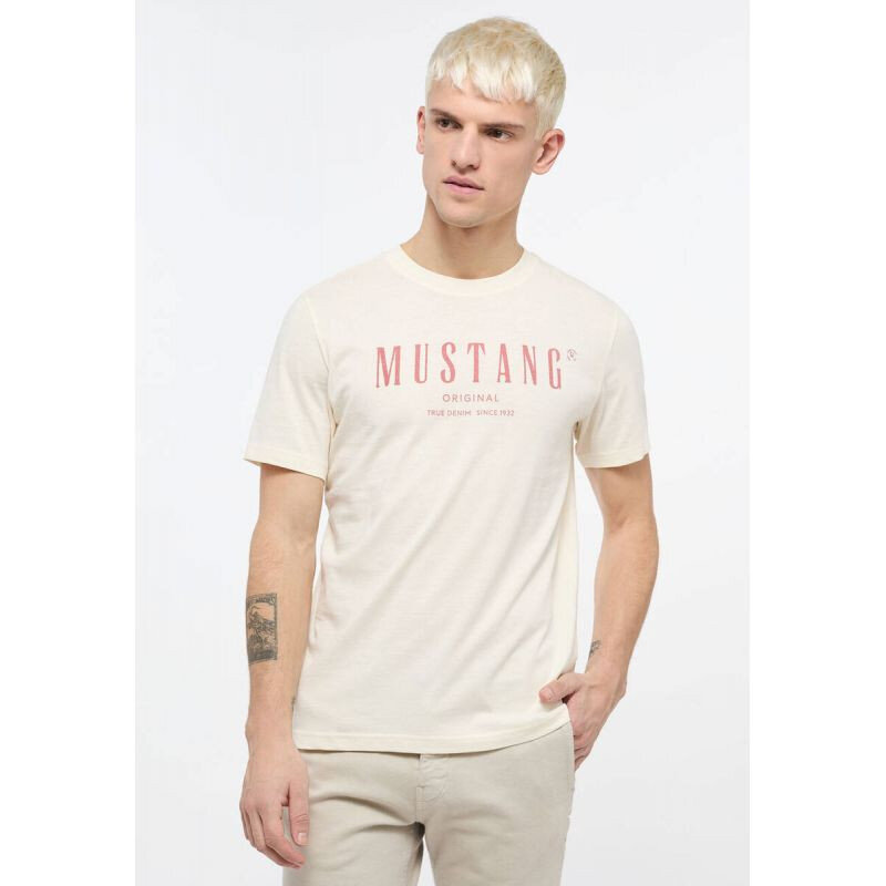 Krémové pánské tričko s nápisem Mustang, 3XL i476_75379716