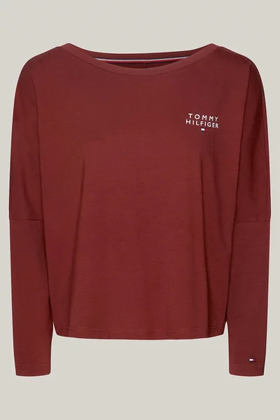 Pohodlné dámské tričko v kaštanové barvě Tommy Hilfiger