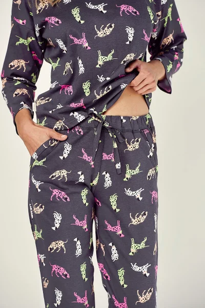 Bavlněné dámské pyžamo s barevným potiskem Taro