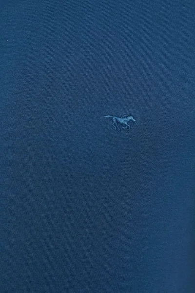 Tmavě modré pánské bavlněné tričko s kulatým výstřihem Mustang