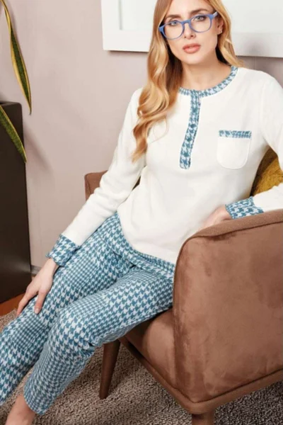 Modro-bílé dámské pyžamo s capri kalhotami NOTTINGHAM