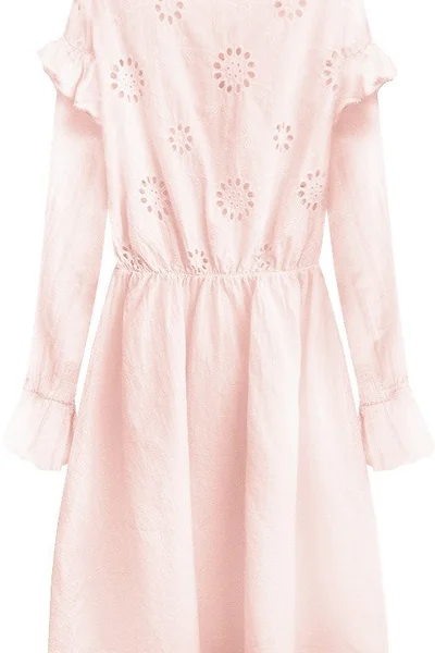 Bavlněné pudrově růžové šaty s výšivkou Made in Italy 303