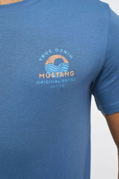 Světle modré pánské tričko s logem Mustang